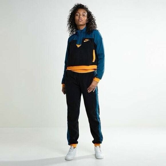 Nike Retro Polar Tracksuit Set 1/2 Zip Pullover Jacket & Jogger Pants Womens L - Picture 1 of 15